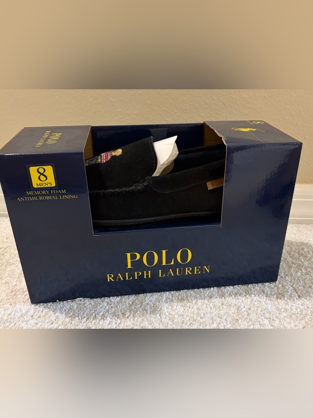 NWT- Polo Ralph Lauren men's bear moccasin loafers Sz 8